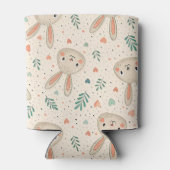 Vintage Tiny Bunny Faces with Roses Pattern Blikjeskoeler (Achterkant)