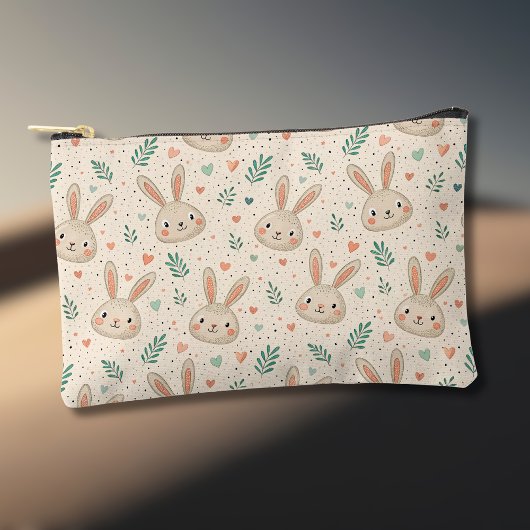 Vintage Tiny Bunny Faces with Roses Pattern Etui