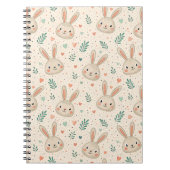 Vintage Tiny Bunny Faces with Roses Pattern Notitieboek (Voorkant)