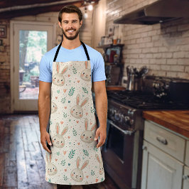 Vintage Tiny Bunny Faces with Roses Pattern Schort