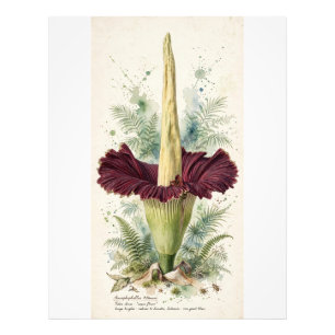 Vintage Titan Arum Botanische Illustratie Houten M Foto Afdruk