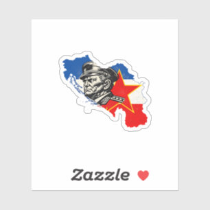 Vintage Tito SFRY Joegoslavië kaart houtsnede Sticker