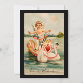 Vintage To My Valentine Cherub & Zwanen Boot Feestdagenkaart