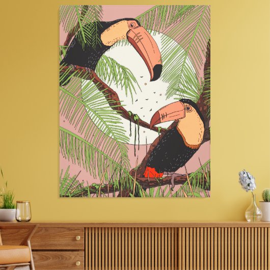 Vintage Toekans Canvas Afdruk (Insitu (Woonkamer))