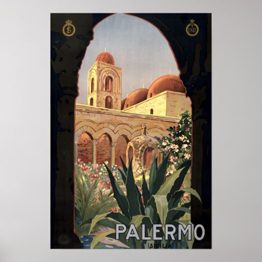 Vintage toerisme Palermo Sicilië Poster (Voorkant)