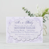 Vintage Toile Baby shower Invitation Paars Kaart (Staand voorkant)