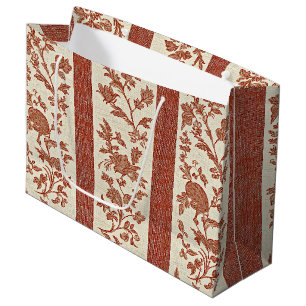 Vintage Toile de Jouy bloemenstreep in terracotta Groot Cadeauzakje