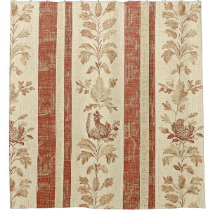 Vintage Toile de Jouy bloemrijke streep met hen Douchegordijn