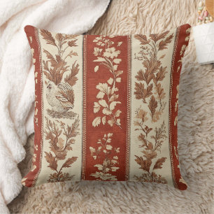 Vintage Toile de Jouy bloemstreep met hen (6) Kussen