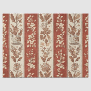 Vintage Toile de Jouy bloemstreep met hen (6) Tissuepapier