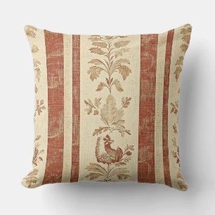 Vintage Toile de Jouy bloemstreep met hen Kussen