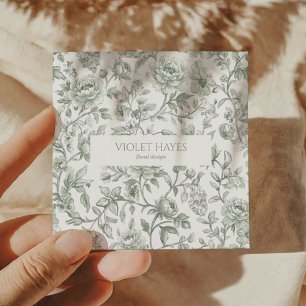 Vintage Toile De Jouy Groene Bloemstuk Aangepast Vierkante Visitekaartje
