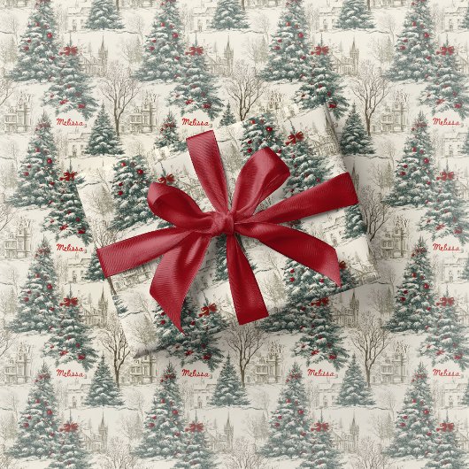 Vintage Toile Inpakpapier Kerstmis