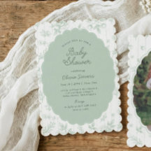 Vintage toile sage bloemenschelpen baby shower