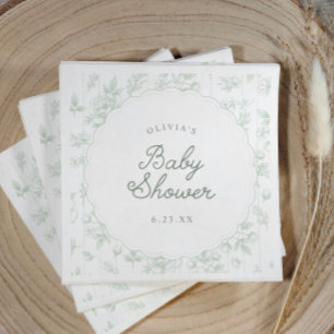 Vintage toile sage bloemenslinger baby shower servet
