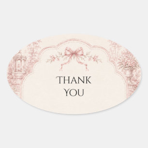 Vintage toile tuinscène roze strik sticker
