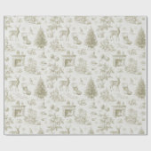 Vintage Toile Winter Seamless Pattern Holiday Cadeaupapier (Vlak)