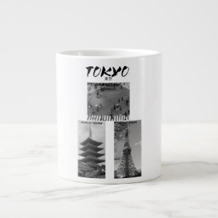 Vintage Tokyo Japanse streetwear Zwart & Wit Grote Koffiekop