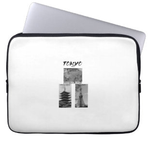 Vintage Tokyo Japanse Streetwear   Zwart & Wit Laptop Sleeve