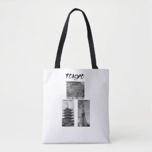 Vintage Tokyo Japanse Streetwear Zwart & Wit Tote Bag