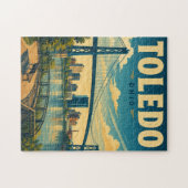 Vintage Toledo Ohio Silhouet Legpuzzel (Horizontaal)