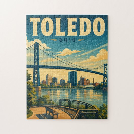 Vintage Toledo Ohio Silhouet Legpuzzel (Verticaal)