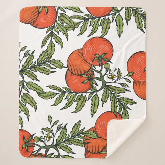 Vintage tomaat: Boerderij marktillustratie. Sherpa Deken (Voorkant)