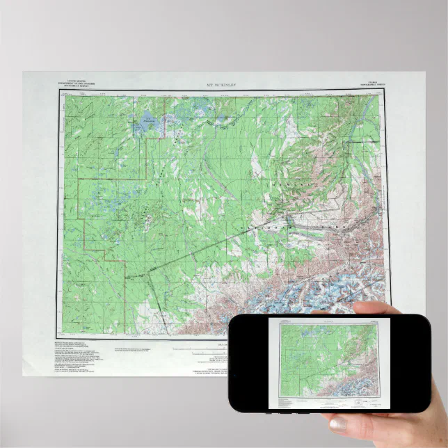 Vintage Topographical Map Mount McKinley Poster | Zazzle.nl