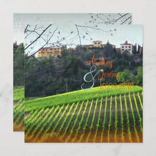 Vintage, Toscane Vinyard/bestemmingsbruiloft Kaart (Voorkant / Achterkant)