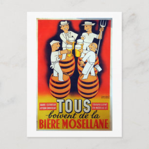 Vintage Tous Boivent de la Bière Mosellane Briefkaart