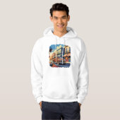 Vintage Town Street Illustration Hoodie (Voorkant volledig)