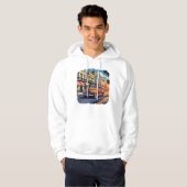 Vintage Town Street Illustration Hoodie (Voorkant volledig)