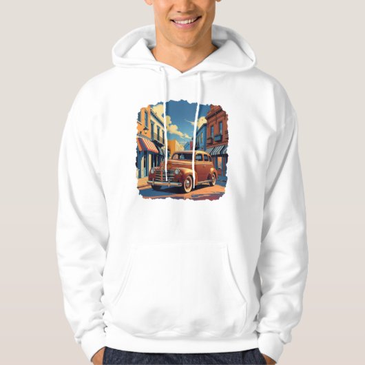 Vintage Town Street Illustration Hoodie (Voorkant)