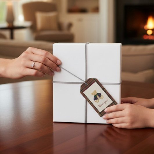 Vintage Toy Bear thank you  Cadeaulabel