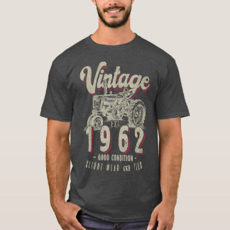 Vintage Tractor Farmer Birthday Born In 1962 & Est T-shirt
