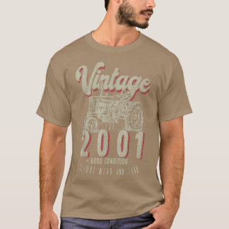Vintage Tractor Farmer Birthday Born In 2001 & Eas T-shirt