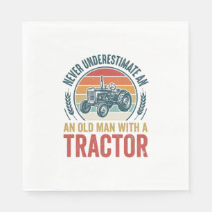 Vintage Tractor Oude Man Quote T-shirt Ontwerp_1 Servet