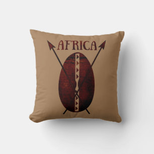 Vintage traditioneel Afrikaans schild speer afro k Kussen