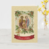 Vintage Traditionele Katholieke Kerstmis in het Kaart (Gele Bloem)