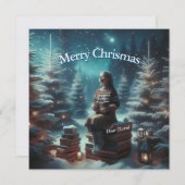 Vintage traditionele vierkante kerstkaart (Voorkant / Achterkant)