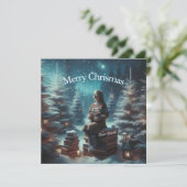 Vintage traditionele vierkante kerstkaart (Staand voorkant)