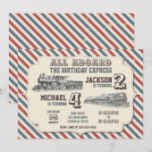 Vintage Train Joint Birthday Kaart (Voorkant / Achterkant)