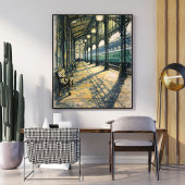 vintage train station art classic railway station poster