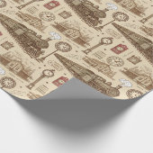 Vintage Train Station Pattern (1) Cadeaupapier (Hoek)