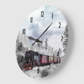 Vintage Train Winter Christmas Scene Grote Klok (Hoek)