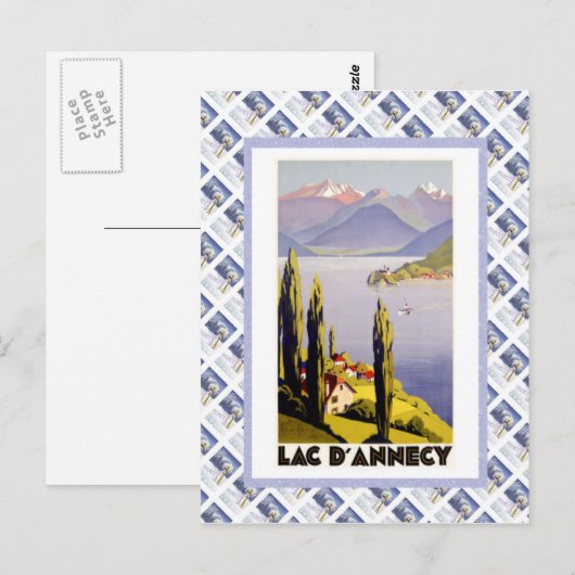 Vintage Traject poster, Lac d'Annecy Briefkaart (Voorkant / Achterkant)