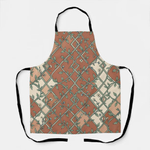 Vintage Traliewerk Wingerd Bloemmotief Terracotta Schort