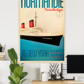 Vintage Transatlantique Travel Poster (Thuiskantoor)