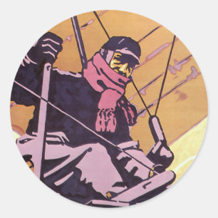 Vintage Transport Hangglider Vliegtuig Ronde Sticker