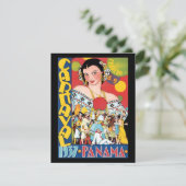 Vintage Travel 1937 Panama Carnival Party Woman Kaart (Staand voorkant)